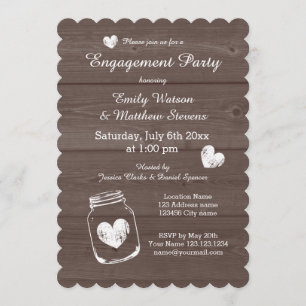 Invitations de la soirée de fiançailles rustique e