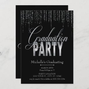 Invitations de la soirée Silver and Black Graduati