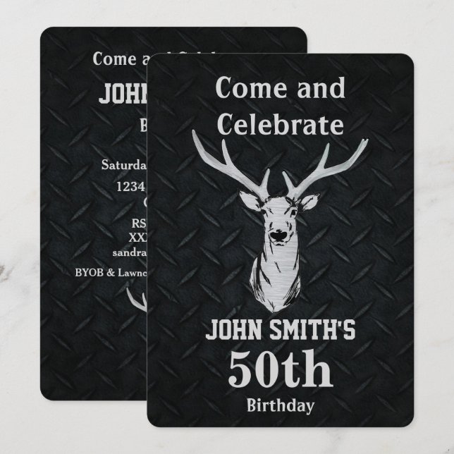 Invitations de l'anniversaire de cerfs communs des (Devant / Derrière)