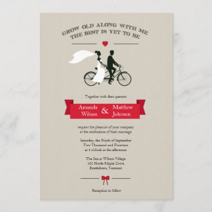 Invitations de mariage à bicyclette en tandem