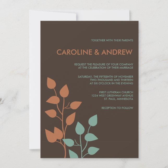 Invitations de mariage à deux boughs d'automne (Devant)
