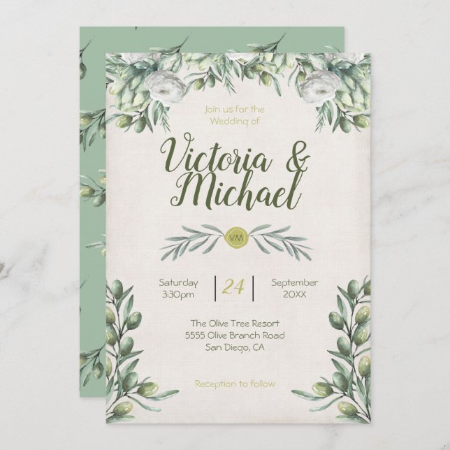 Invitations de mariage à la branche italienne d'ol (Devant / Derrière)