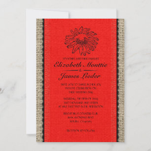 Invitations de mariage à la dentelle rouge et noir