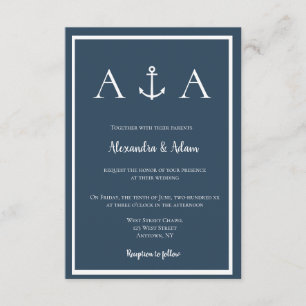 Invitations de mariage à l'ancre marine