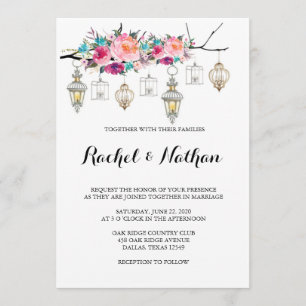 Invitations de mariage à lanterne rustique
