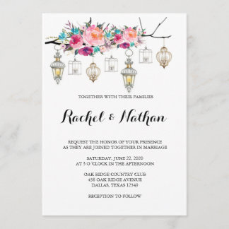 Invitations de mariage à lanterne rustique