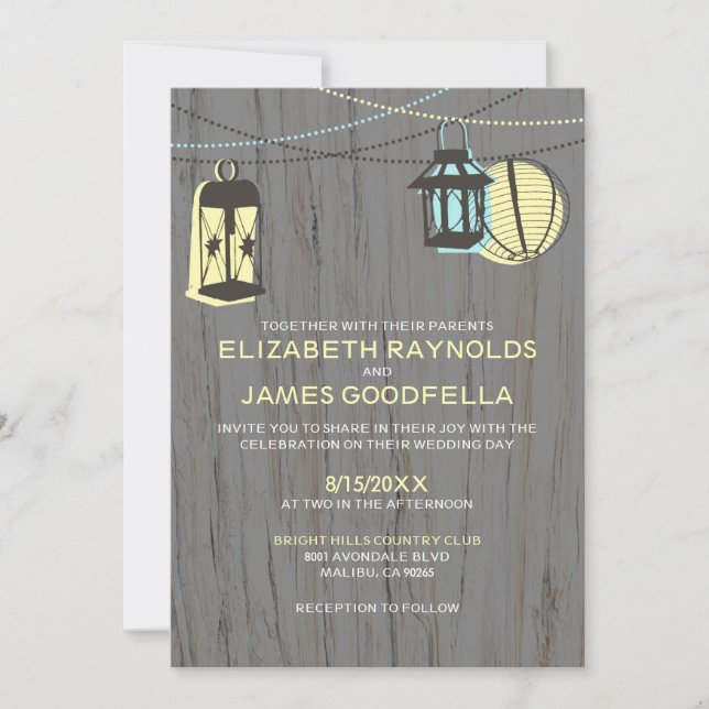 Invitations de mariage à Lanterns rustiques (Devant)