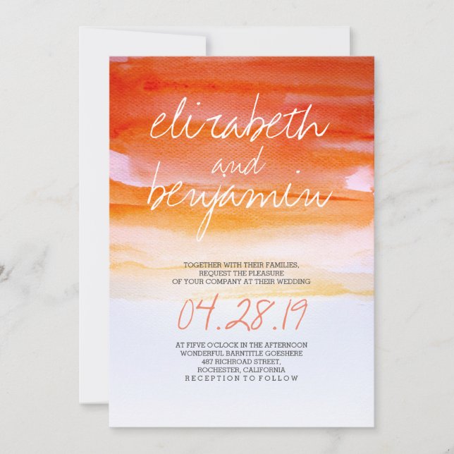 Invitations de mariage à l'aquarelle (Devant)