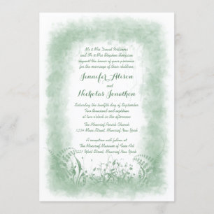 Invitations de mariage à l'aquarelle verte d'été