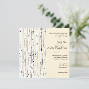 Invitations de mariage à l'arbre à bouleau à crème