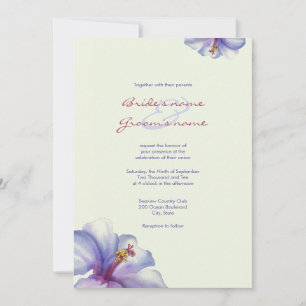 Invitations de mariage à l'hibiscus pourpre d'aqua