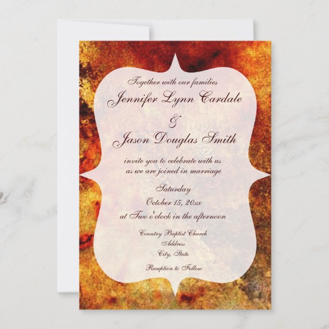 Invitations de mariage à l'orange brulé russe (Devant)
