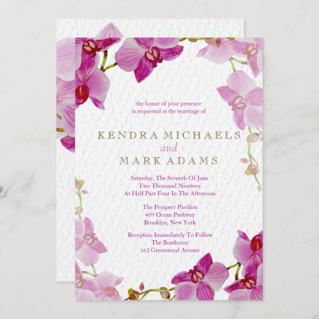 Invitations de mariage à l'orchidée (Devant / Derrière)