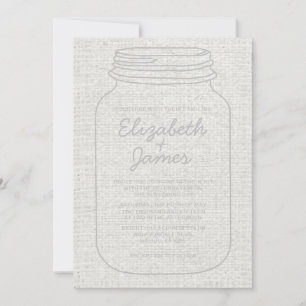 Invitations de mariage à Mason Jar Burlap