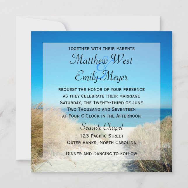 Invitations de mariage à Seagrass Beach (Devant)