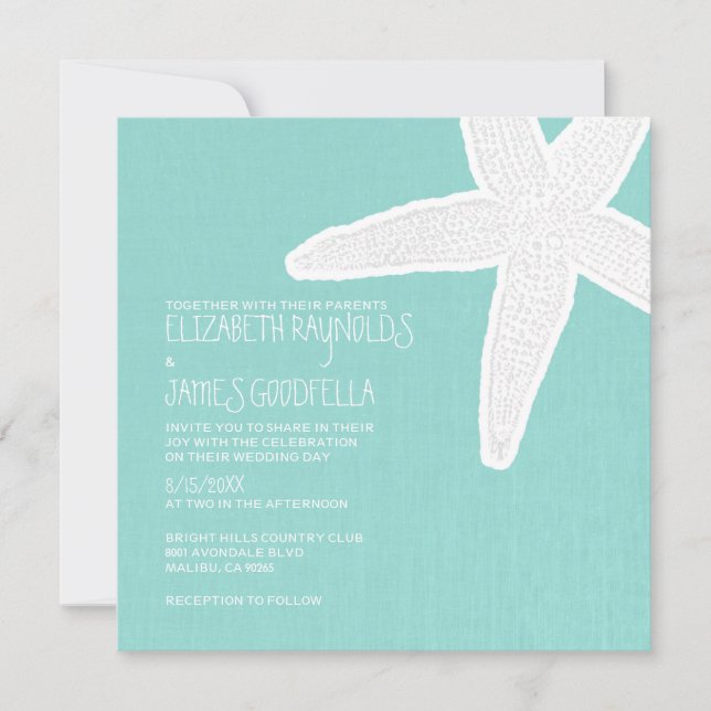 Invitations de mariage à Starfish Beach (Devant)