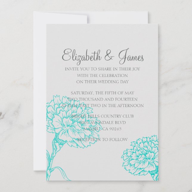 Invitations de mariage aqua modernes personnalisée (Devant)