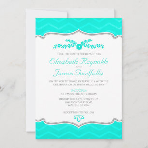 Invitations de mariage Aqua Zigzag