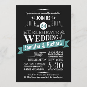 Invitations de mariage Art Déco Chalkboard