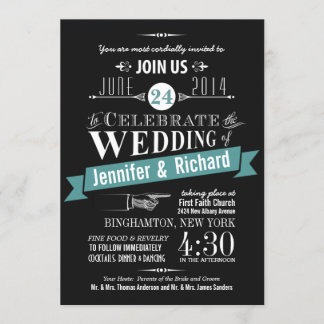 Invitations de mariage Art Déco Chalkboard