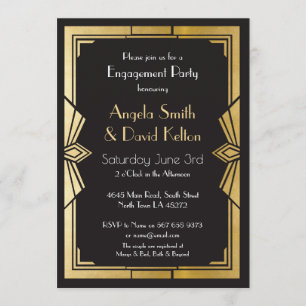 Invitations de mariage Art Déco Fiançailles Gatsby