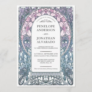 Invitations de mariage Art Nouveau coloré (Set #8)