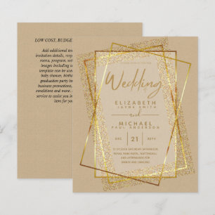 INVITATIONS DE MARIAGE aspect pailleté feuille mét