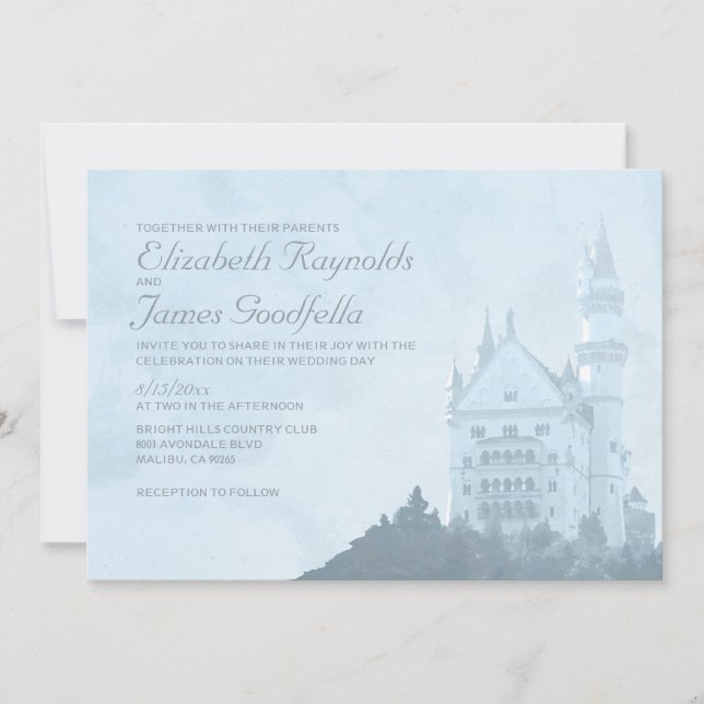 Invitations de mariage au château de Fairytale (Devant)