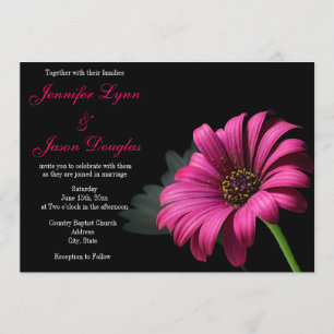Invitations de mariage aux fleurs de Gerber rose c