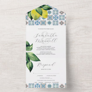 Invitations de mariage avec carte RSVP Carreau Ama