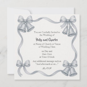 Invitations de mariage avec cloches et rubans d'ar