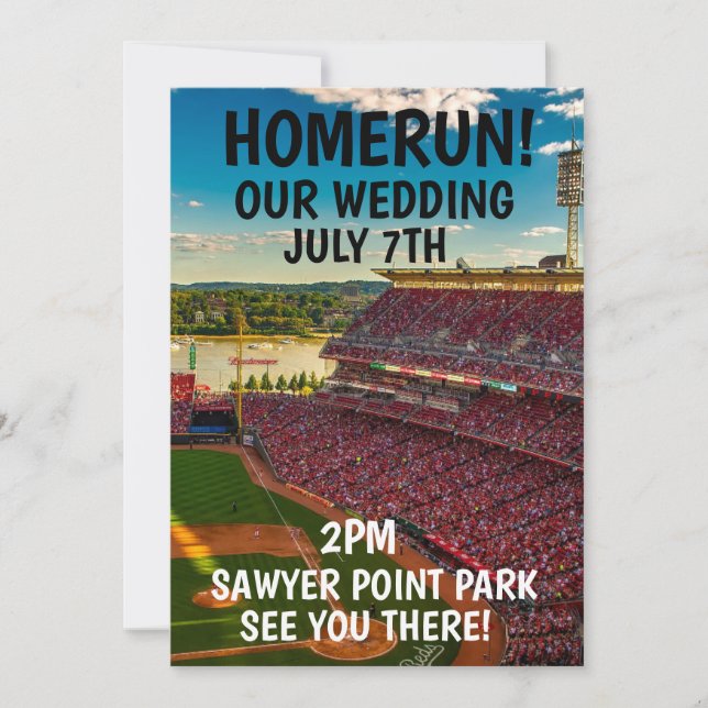 INVITATIONS DE MARIAGE BASEBALL CINCINNATI (Devant)