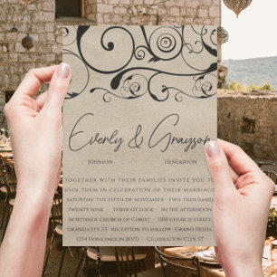 Invitations de mariage Black Swirl