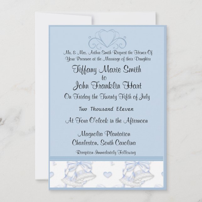 Invitations de Mariage bleu (Devant)