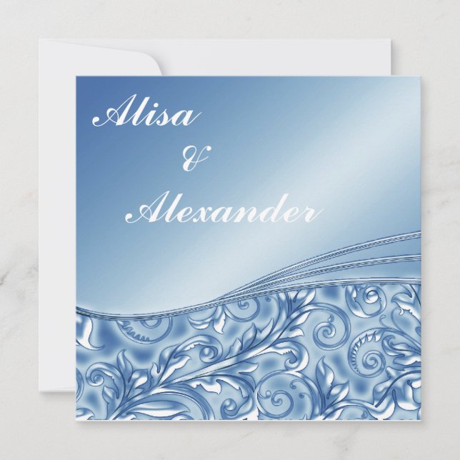Invitations de mariage bleu Annonces (Devant)