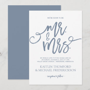 Invitations de mariage bleu Dusty   Script de bros