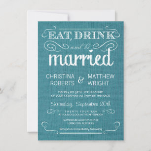 Invitations de mariage bleu Vintage à Burlap