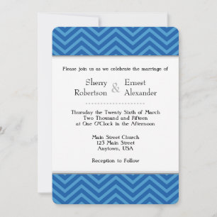 Invitations de mariage Blue Chevron