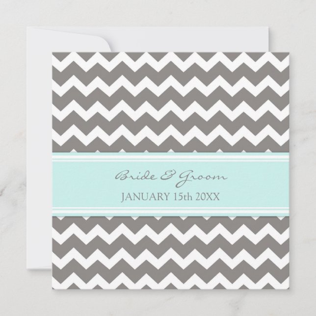Invitations de mariage Blue Grey Chevron (Devant)