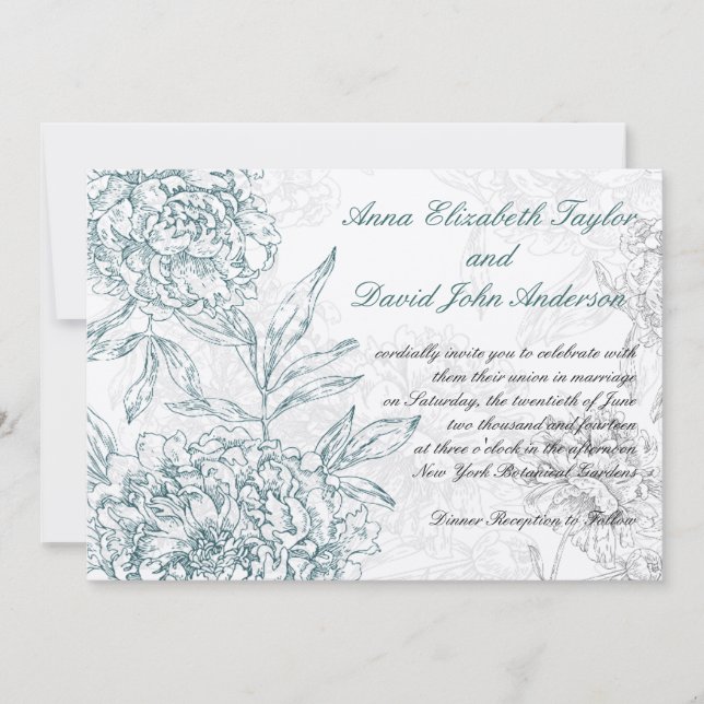 Invitations de mariage botanique élégantes (Devant)