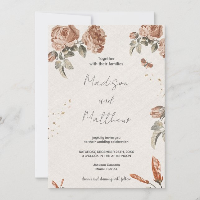 Invitations de mariage Brown (Devant)