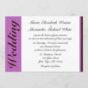 Invitations de mariage Brown au chocolat à bande v