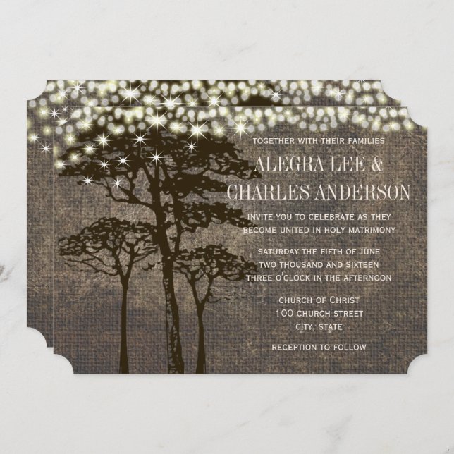 Invitations de mariage Brown de chêne (Devant / Derrière)