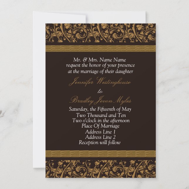 Invitations De Mariage Brown Et Tan (Devant)