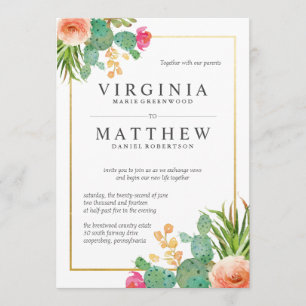 Invitations de mariage Cactus