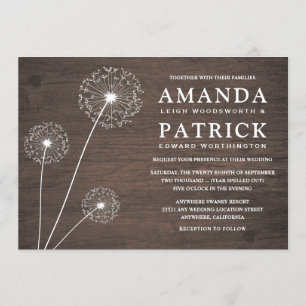 Invitations de Mariage campagnard en bois Dandelio