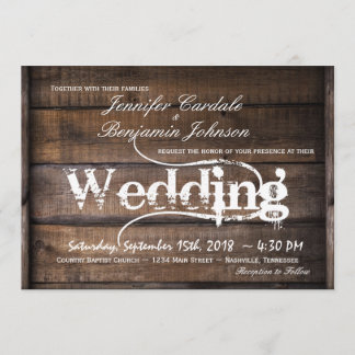 Invitations de Mariage campagnard en bois de grang