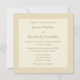 Invitations de mariage Carré d'Ecru ou de Crème