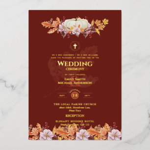 Invitations de mariage catholique Automne Citrouil