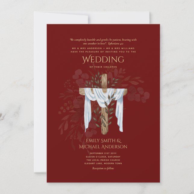 Invitations de mariage catholique Christian Elegan (Devant)